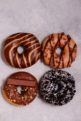assorted donuts with different fillings..selective focus.