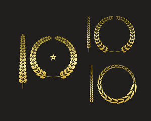 Golden color silhouette circular laurel foliate and award achievement 