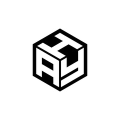 AYH letter logo design with white background in illustrator, cube logo, vector logo, modern alphabet font overlap style. calligraphy designs for logo, Poster, Invitation, etc.