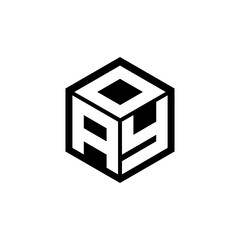 AYO letter logo design with white background in illustrator, cube logo, vector logo, modern alphabet font overlap style. calligraphy designs for logo, Poster, Invitation, etc.