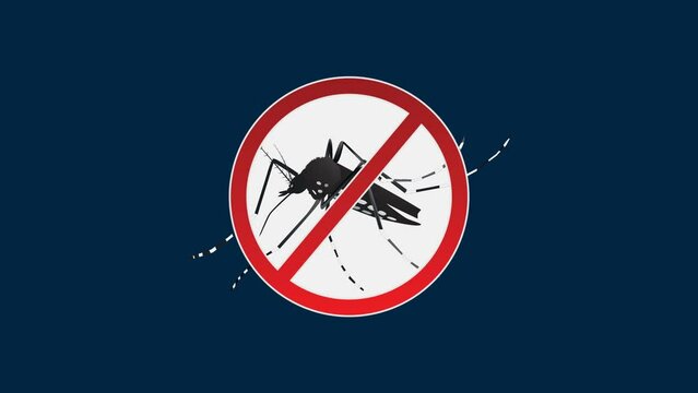  Aedes aegypti Mosquito Stop Sign with transparent background.