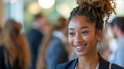 Students attending a career fair or networking event on campus. - student life