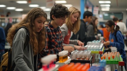 Students participating in a science fair, showcasing their projects. - student life