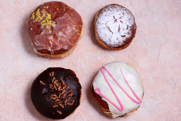 assorted donuts with different fillings..selective focus.