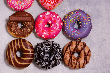 assorted donuts with different fillings..selective focus.