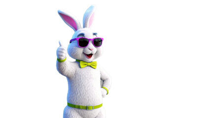 transparent anime photo of  bunny rabbit with sunglasses, giving thumb up, generative ai - obrazy, fototapety, plakaty