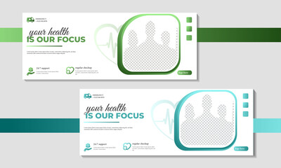 Vector modern medical theme healthcare and hospital fakebook cover design template.