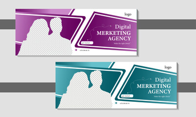Modern vector digital business marketing Facebook cover design template.
