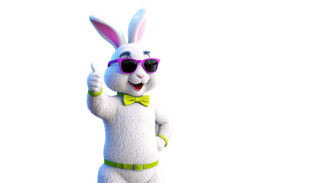 transparent anime photo of  bunny rabbit with sunglasses, giving thumb up, generative ai