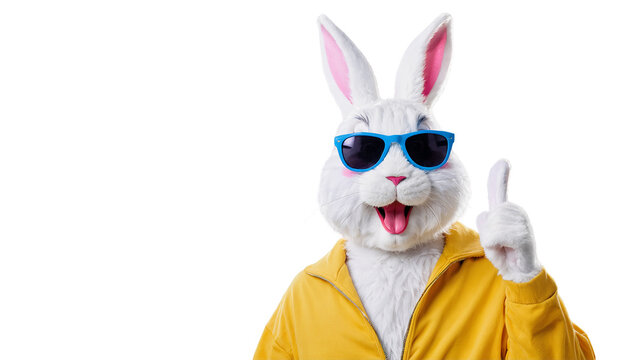 transparent anime photo of  bunny rabbit with sunglasses, giving thumb up, generative ai