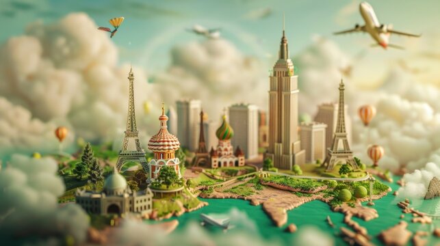 Travel the world monument concept