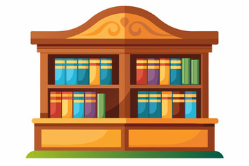 Empyrean bookcase, flat style, Isolated on white background Vector illustration 