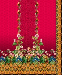 Colorful flowers Kurti Design Back Part with Textured background.
