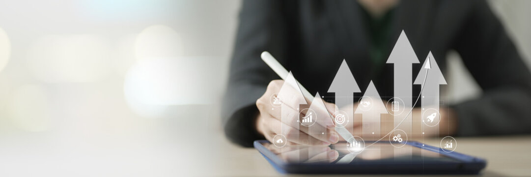 Project management Time Planning business concept. Business process management, automated workflow, gears, businessman. quality control, and long-term business assessment tracking..