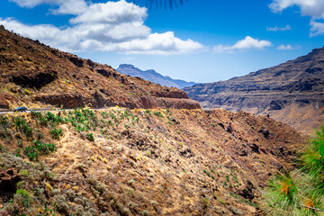 Los Azulejos Rainbow colored Rocks in the Mountains of Gran Canaria Island Spain.