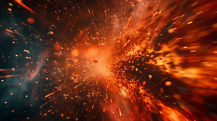 A bright orange explosion with a lot of fire and sparks