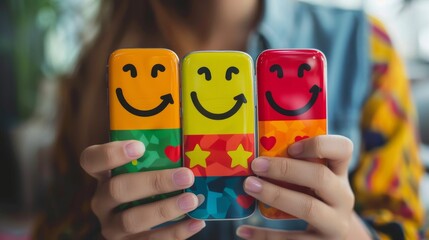 Consumer satisfaction survey on smartphone - obrazy, fototapety, plakaty