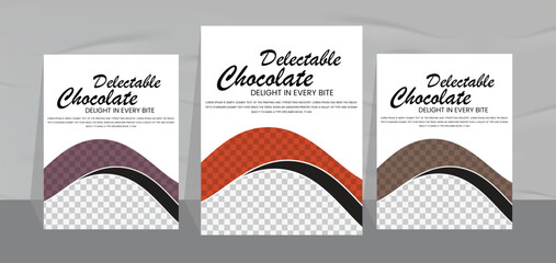 Chocolate shop flyer design and Delicious chocolate bar poster banner template