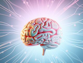 Human Brain Anatomy with Neuron Activity Illustration
