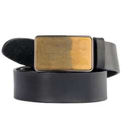 A black belt with a gold blank buckle Mockup