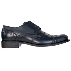 Elegant Navy Blue Leather Oxford Shoe with Brogue Detailing