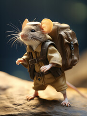 Adventurous Mouse with Backpack on a Journey
