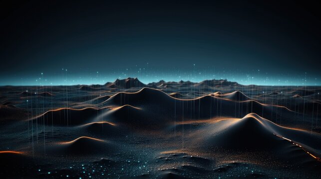 Futuristic abstract background with technology particles in a state of flux, symbolizing the ever changing landscape of technological evolution