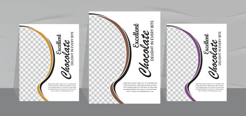 Chocolate shop flyer design and Delicious chocolate bar poster banner template