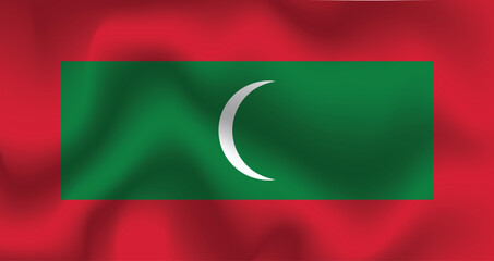 Flat Illustration of the Maldives national flag. Maldives flag design. Maldives wave flag.
