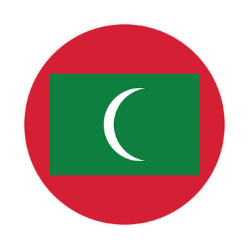 Maldives national flag vector icon design. Maldives circle flag. Round of Maldives flag.
