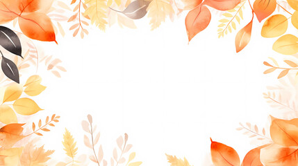 Obraz premium Watercolor abstract background autumn series frame with seasonal leaves
