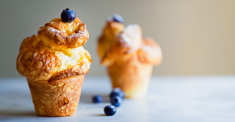 Freshly Baked Popovers with Blueberry, Perfect for National Blueberry Popover Day