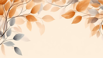 Watercolor abstract background autumn series frame with seasonal leaves - obrazy, fototapety, plakaty