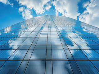 Fototapeta na wymiar Skyward View of a Modern Glass Building