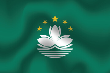 Flat Illustration of Macau national flag. Macau flag design. Macau wave flag.
