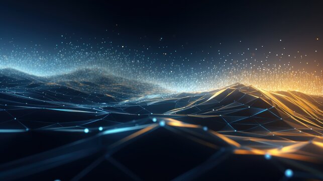 Futuristic abstract background with technology particles in a state of flux, symbolizing the ever changing landscape of technological evolution