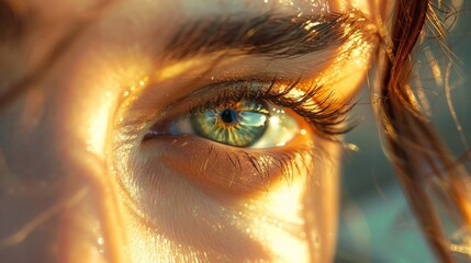 closeup photo face of woman wearing contact lenses eyes and contact lenses