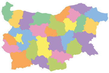 Outline of the map of Bulgaria with regions