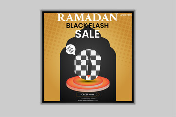 Set of ramadan big sale minimalist social media post template