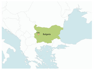 Fototapeta na wymiar Outline of the map of Bulgaria with regions