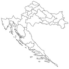 Outline of the map of Croatia with regions