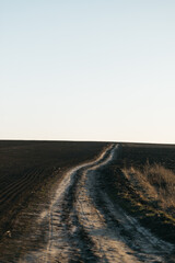 a dirt road in the field that leads to nowhere