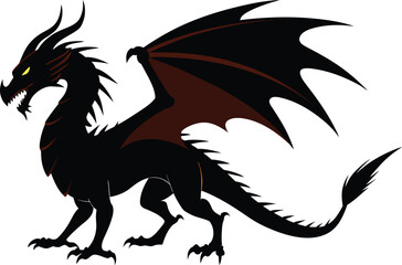 black dragon illustration logo, Chinese Dragon vector illustration, 
