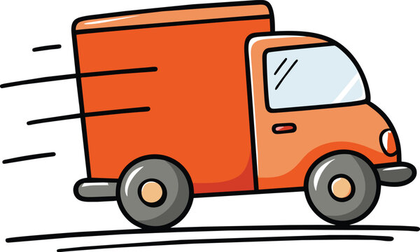 recommend clip art: Fast-moving shipping delivery truck vector illustration, Delivery van