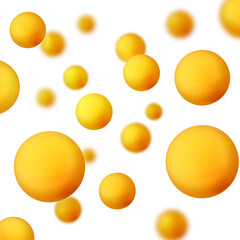 Table tennis balls falling on white background