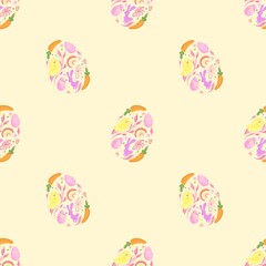 Seamless pattern Easter egg happy cute print