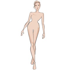 Fashion templates. Croquis. A figure of a woman on a white background
