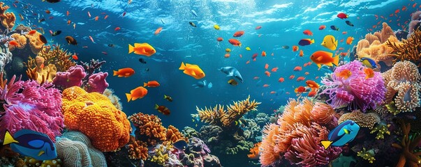 Fototapeta premium Healthy coral reef underwater fish
