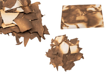 Burnt paper isolated on a white background.