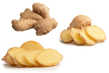 Ginger root isolated on white background.